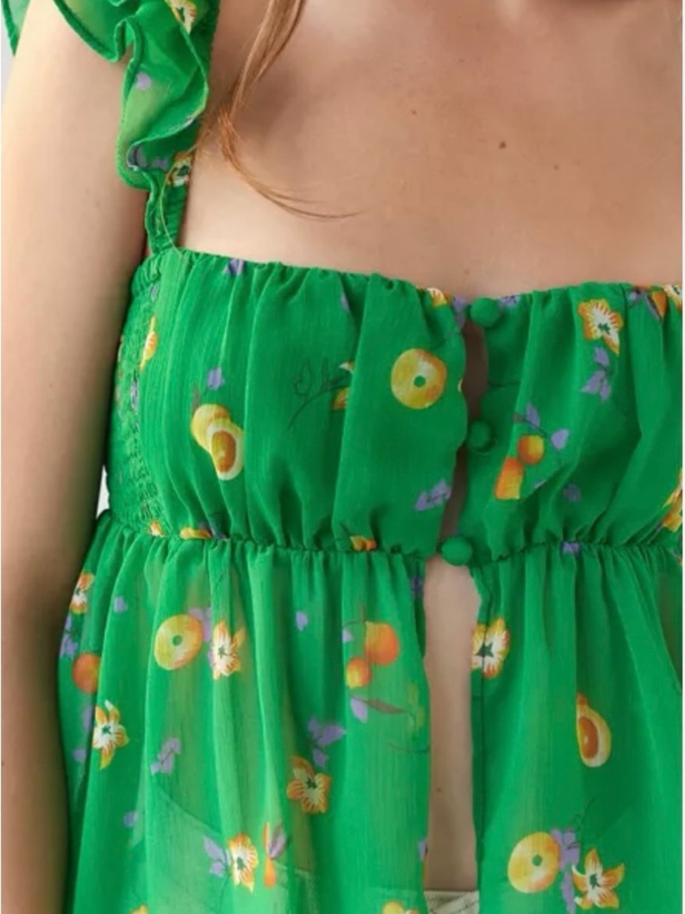 Urban Outfitters Deandra chiffon split bottom Womens  Top size small